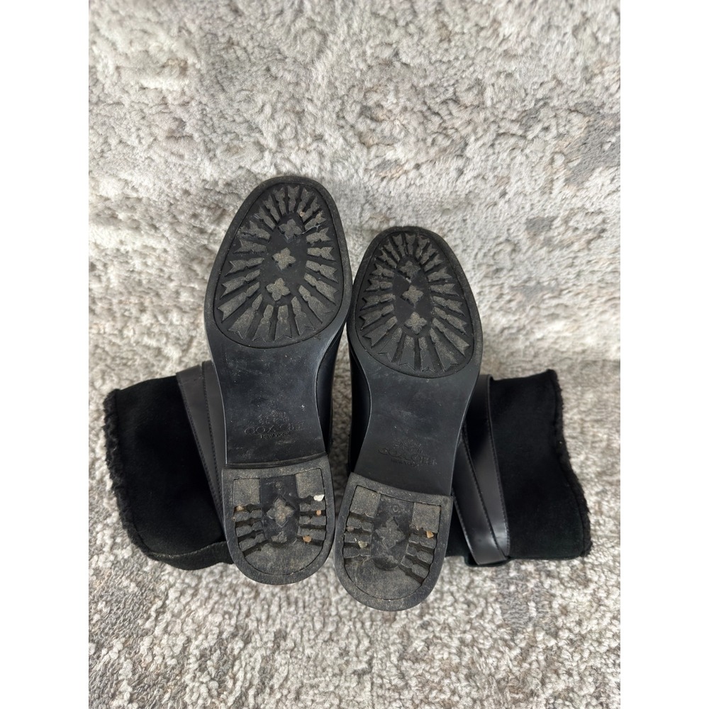 Coach Size 8B Zena Suede Moto Block Heel Boots Black Buckle Casual - Picture 9 of 9